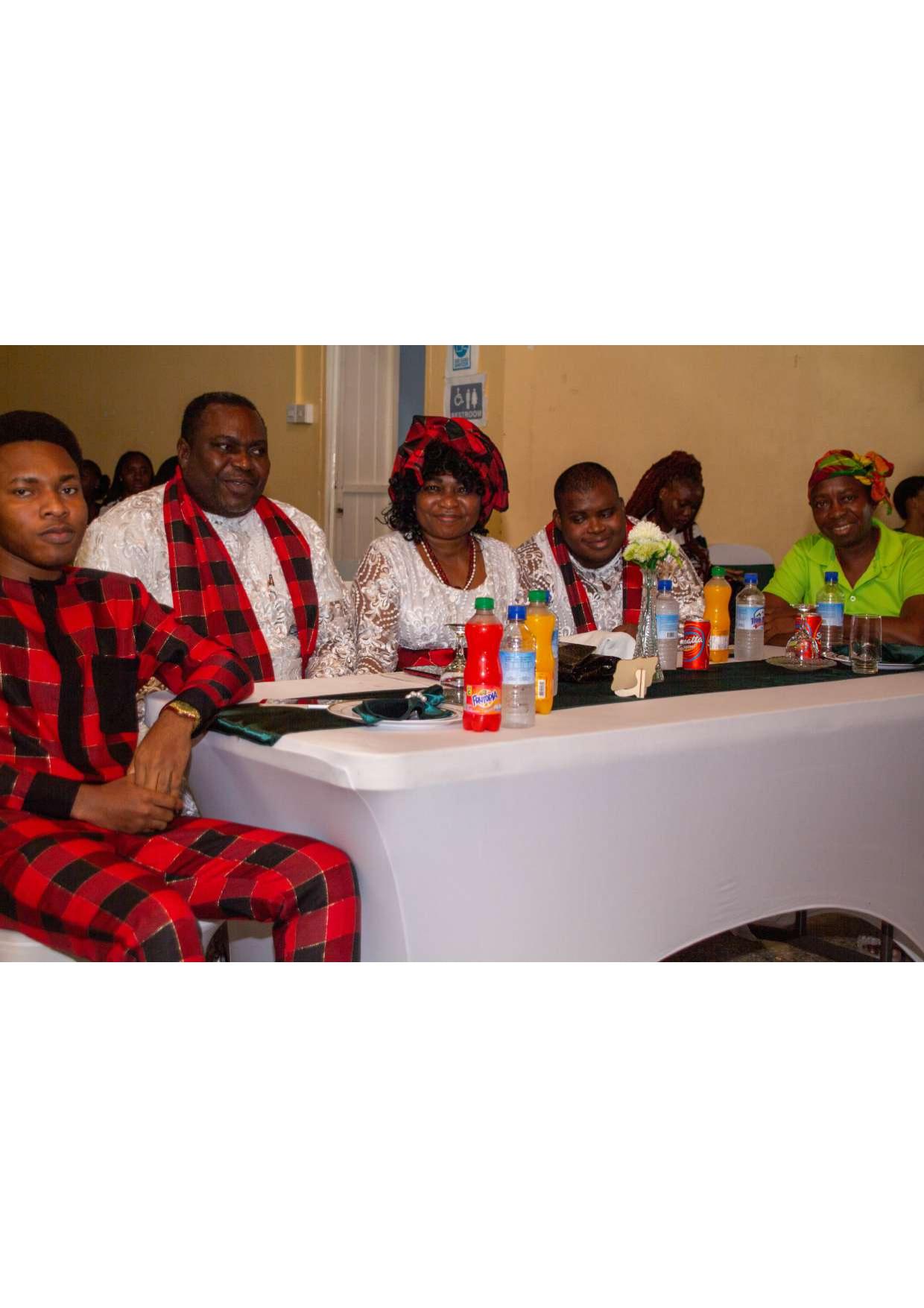 Nigeria Dominica Association members in traditional attire celebrating